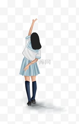 淡彩插图图片_学校穿水手服的学生