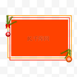 橘红色树叶图片_手绘圣诞节橘红色边框