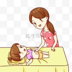 宝宝吃冰棍图片_手绘卡通妈妈给宝宝按摩肚子