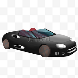 汽车黑色轿车图片_黑色的敞篷汽车插画