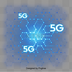 数字5的图片_蓝点创意5G网络元素