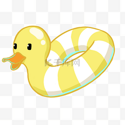 夏季黄色小鸭子游泳圈插画