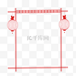 红色中国风灯笼边框