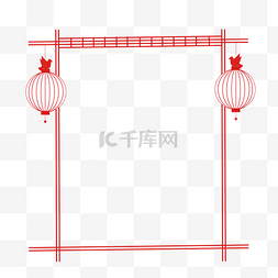 中国红灯笼框图片_红色中国风灯笼边框