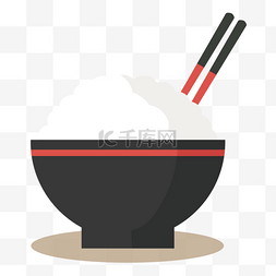手绘碗筷图片_黑白米饭矢量手绘
