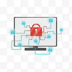 网络安全蓝色图片_手绘电脑网络安全