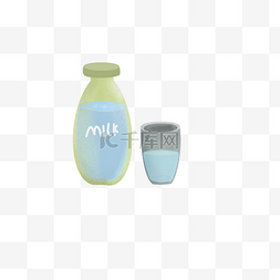 蓝色创意圆弧牛奶元素