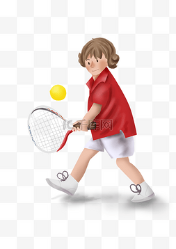 打网球插画图片_网球公开赛打网球的小孩