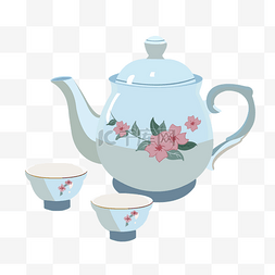 叶子茶壶图片_精美茶壶手绘插画