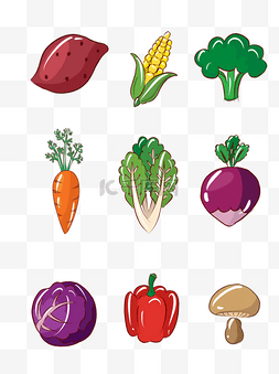 手绘蔬菜简约图片_简约蔬果卡通蔬菜小元素