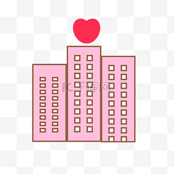 四个圆角图片_粉色手绘大楼元素