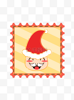 可爱可通圣诞老人圣诞邮票装饰元