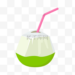 椰子汁卡通图片_夏季夏天海边椰子汁免扣素材