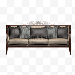 沙发效果图片_实木欧式雕花布纹沙发正面