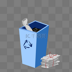 回收垃圾箱图片_蓝色垃圾桶环保 
