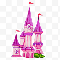 手绘紫色的城堡插画