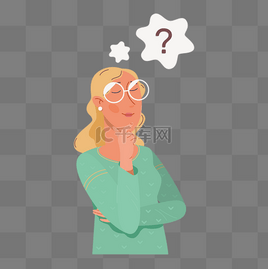 思考的卡通女人设计素材-思考的卡通女人模板设计-海报图片下载-千库网