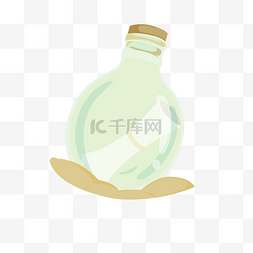 绿色圆形漂流瓶插画