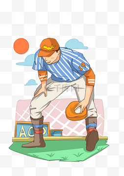 棒球帽子素材图片_打棒球的小男孩