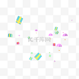 糖果电商图片_电商C4D漂浮几何体礼物盒热气球降