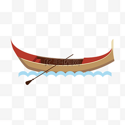 手绘卡通船桨插画