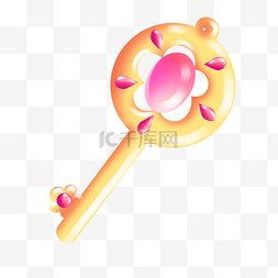 红宝石钥匙图片_黄色圆形钥匙插画