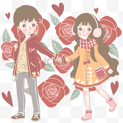 情人节玫瑰花与情侣爱人图