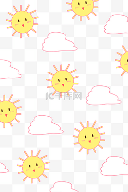 卡通云朵底纹图片_黄色的太阳底纹插画