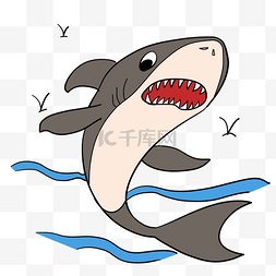 手绘卡通鲨鱼插画