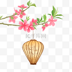 桃花漂亮图片_粉色桃花典雅灯笼