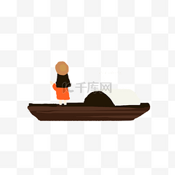 卡通女孩划船免抠图