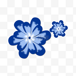 矢量蓝色手绘渐变花朵