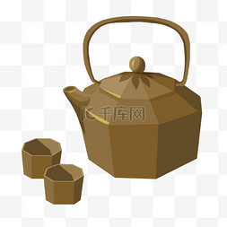 茶具茶壶手绘插画