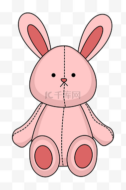 粉色小兔子图片_手绘兔子玩偶插画