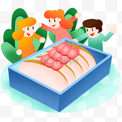 春天野餐饭盒插画