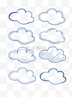 简笔手账白云套图可商用矢量小元素