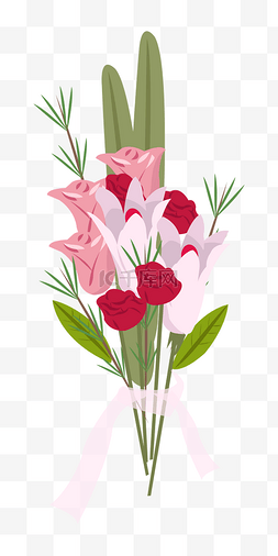 手绘玫瑰花束插画