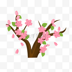 桃花的叶子图片_掉落的粉色樱花插画