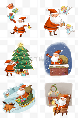 礼物的圣诞树图片_圣诞节送礼物的圣诞老人组图PNG素