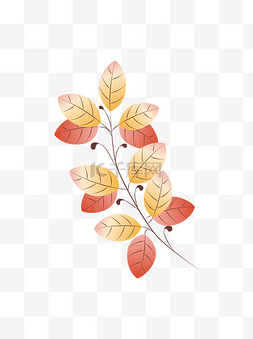 红黄秋季枯叶枯树枝元素设计
