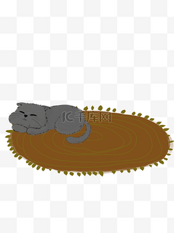 垫子上睡觉的可爱猫咪psd插画设计
