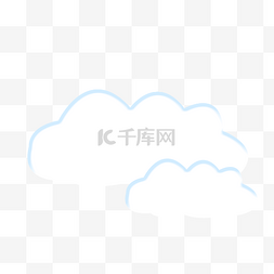 蓝色白云水彩图片_手绘白色漂浮的云朵免抠图