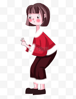 手绘卡通卷发美女图片_卡通手绘服饰猪猪女孩小清新