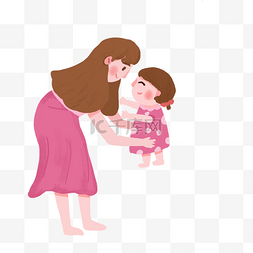 母婴人物和小女孩插画