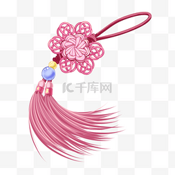 带旗杆的中国国旗图片_手绘粉色中国结插画