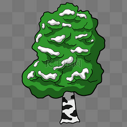 绿色的落雪的树木插画
