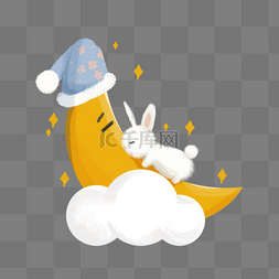 戴帽子的云朵图片_小白兔睡觉
