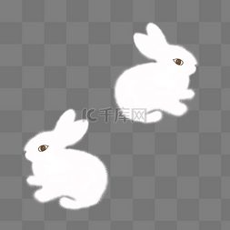 两个白白的兔子免抠图