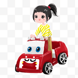 红色儿童玩具图片_儿童少女玩耍娱乐小车玩具