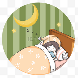 睡眠的月亮图片_世界睡眠日舒适的小女孩